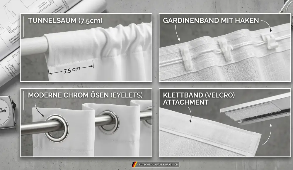 Montagesysteme für Fadenvorhänge - Technische Details