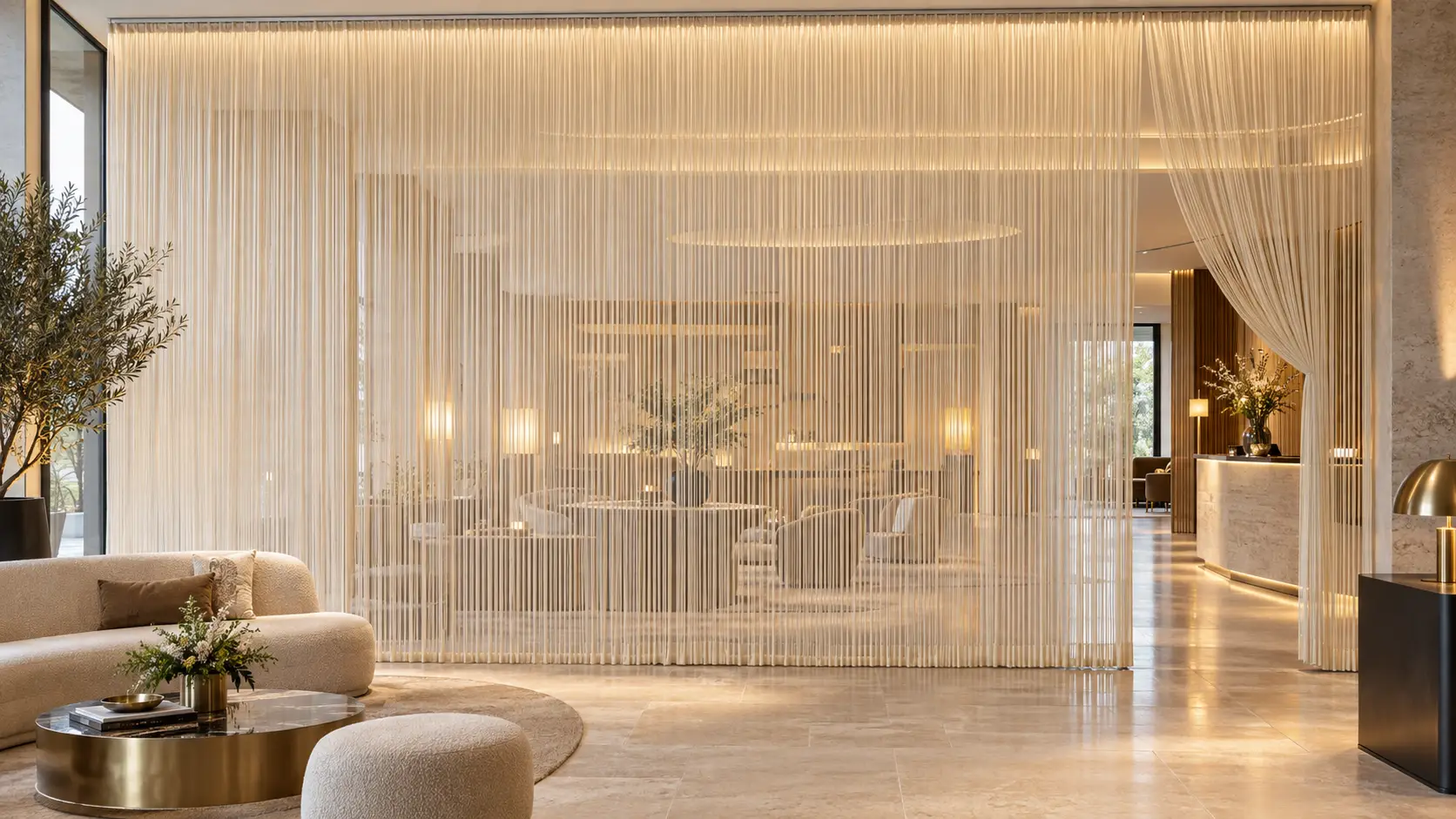 Designideen für Hotels mit Fadenvorhängen
