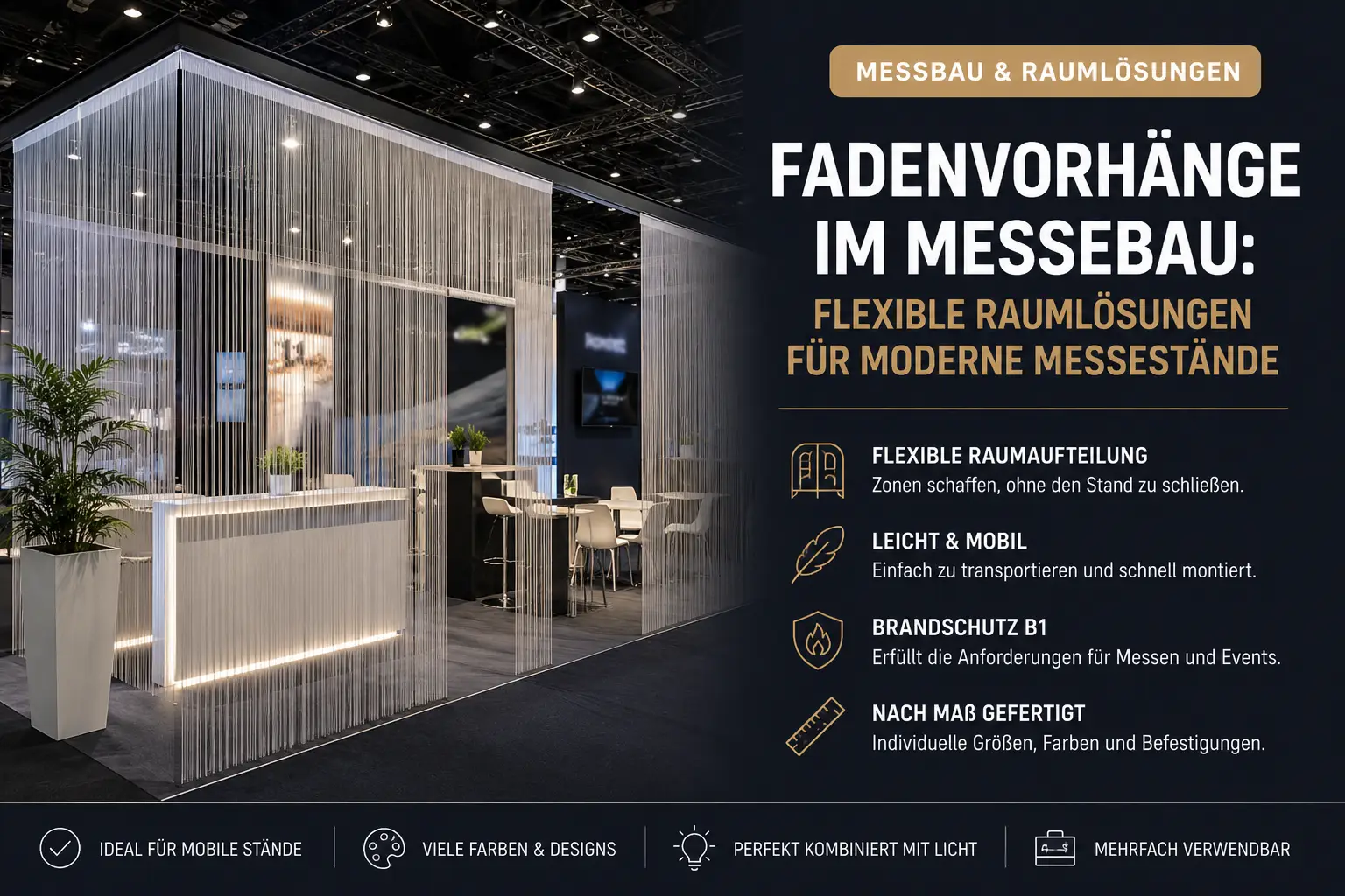 Fadenvorhänge im Messebau: Flexible Raumlösungen für moderne Messestände